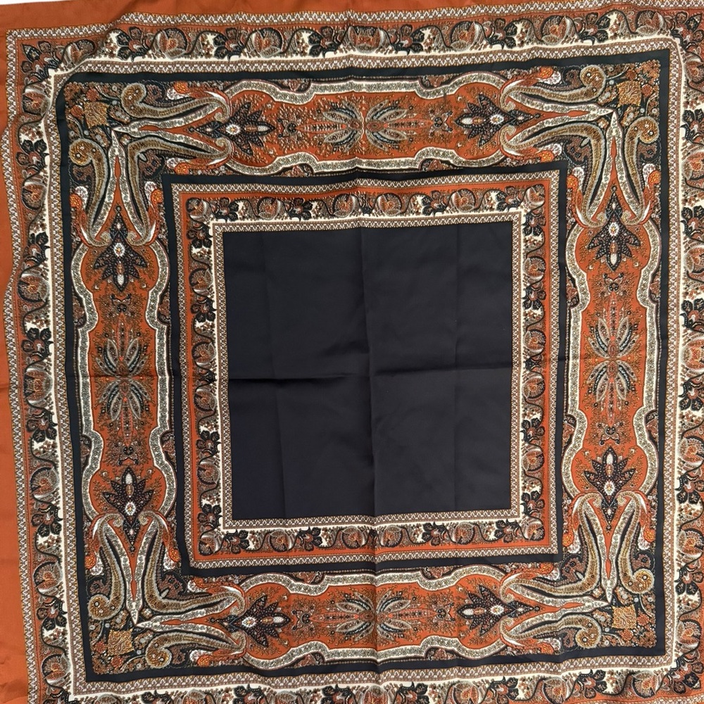 Tie rack Unisex Elegant Paisley Black and Orange Scarf
